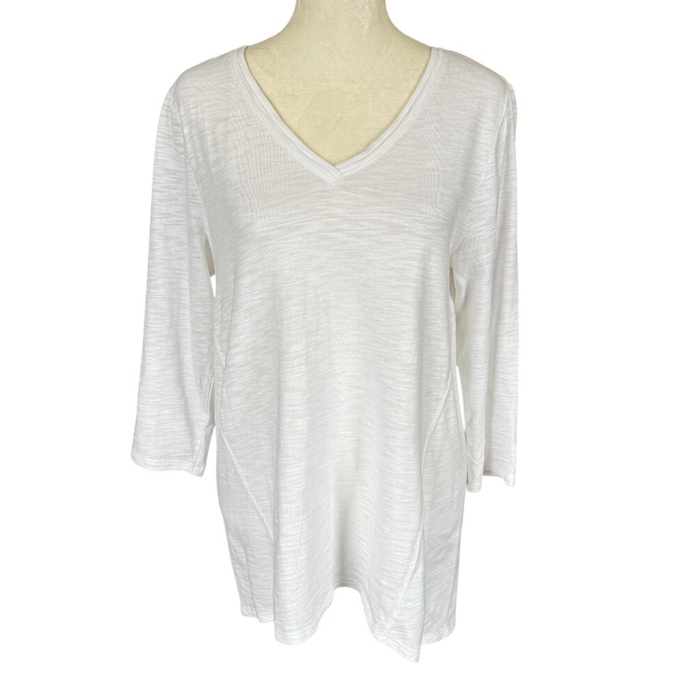 Chico's The Ultimate Tee alabaster 3/4 sleeve v-neck tee women's size 0